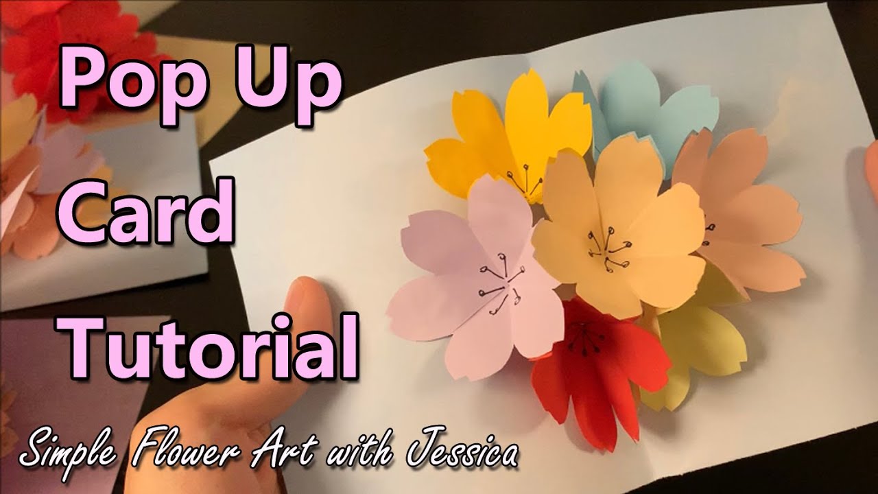5min Sakura Pop Up Card Tutorial | DIY Paper Flower Card | Simple Flower Art with Jessica