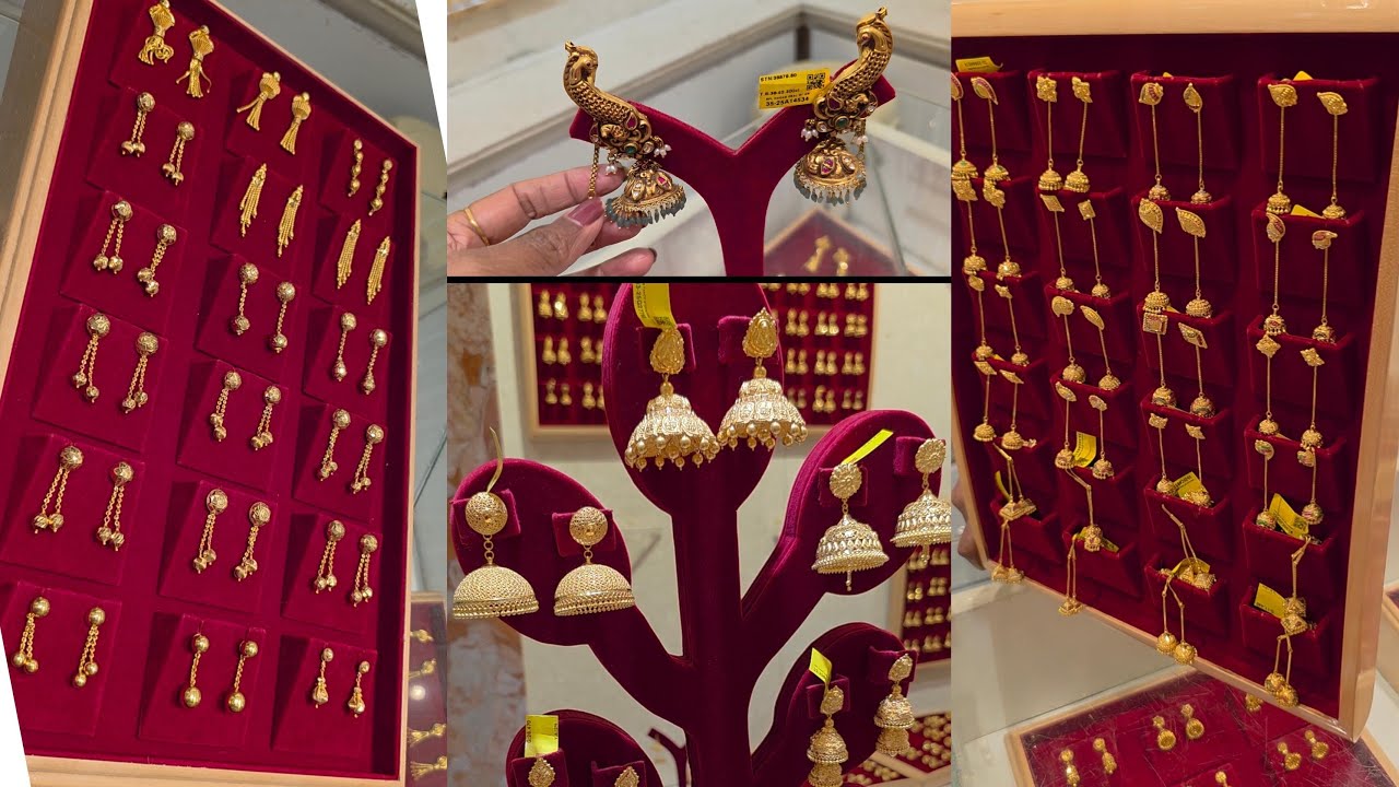 Saravana Elite Gold Earrings Traditional 2 in 1 Studs Long Drops |Jimiki New Chandbali 3g To 22g