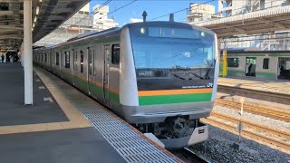 E233系3000番台U629編成+E233系3000番台U222編成が高崎線普通上野行きとして大宮駅6番線を発車するシーン(1871E)2026.1.16.12:50