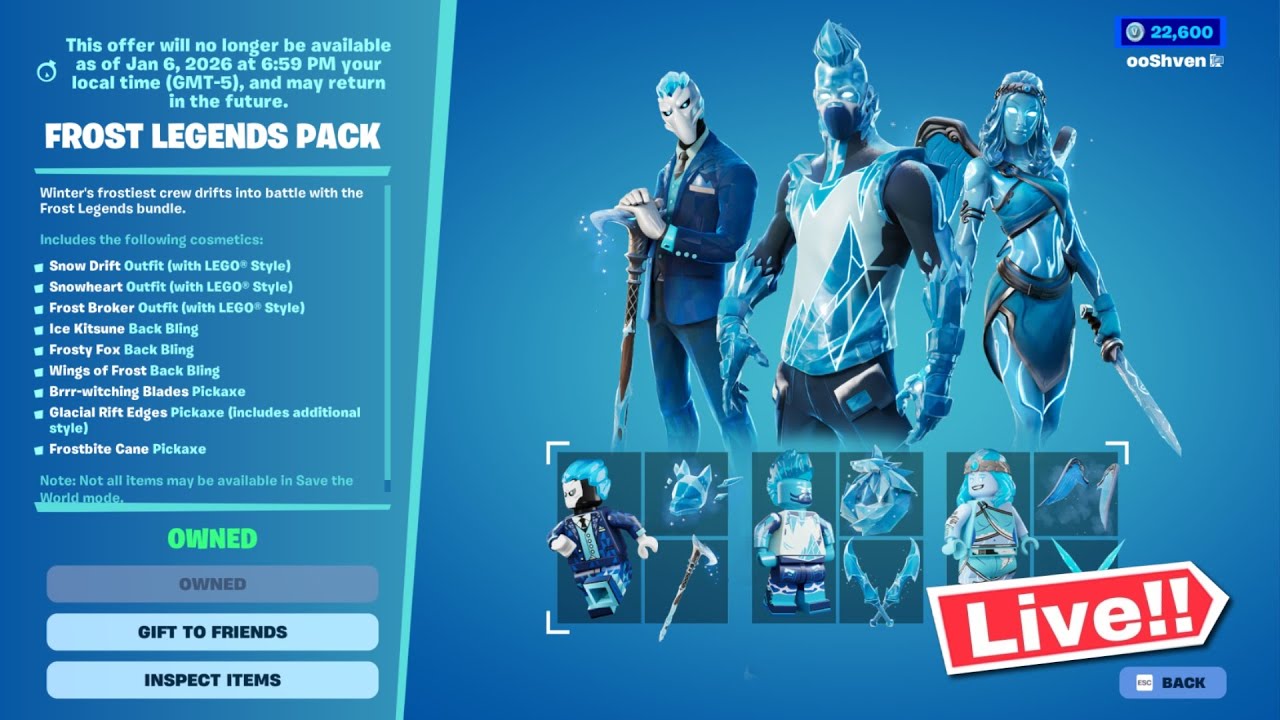 🔴 *NEW* FORTNITE FROST LEGENDS PACK UPDATE! ITEM SHOP TODAY! (Chapter 7 LIVE)