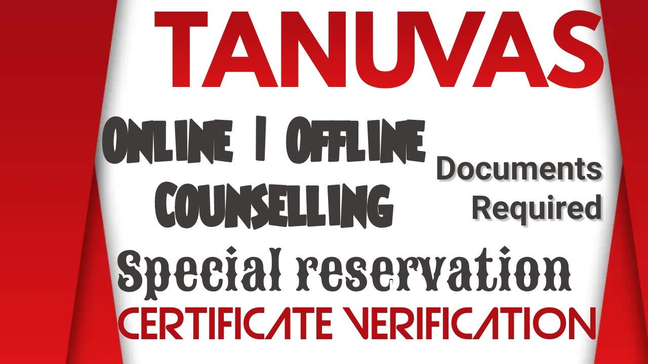 Tanuvas Admission 2022 | Bvsc & Ah | certificate verification | Counseling 2022 | Selection list