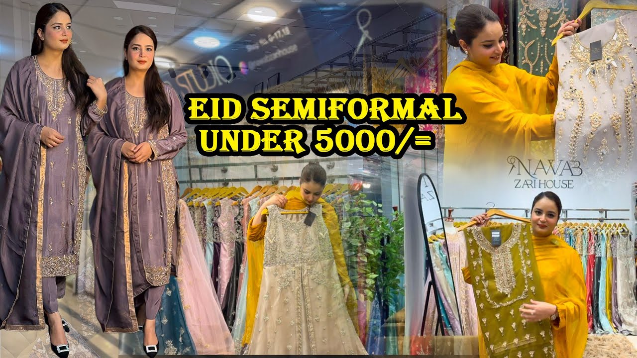 Eid Semi Formal Dresses Shopping In 5000 Budget At Local Market-Hand Painted Dupatta-Jewellery-Shoes