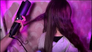ASMR - Hair play & straightening - whispered 