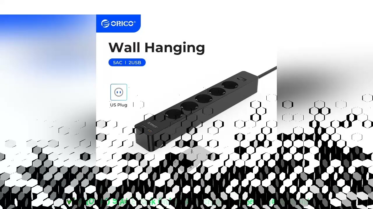 ORICO Power Strip Multiprise AC+2USB Electronic Socket Home Office Surge Protector EU Plug Extension