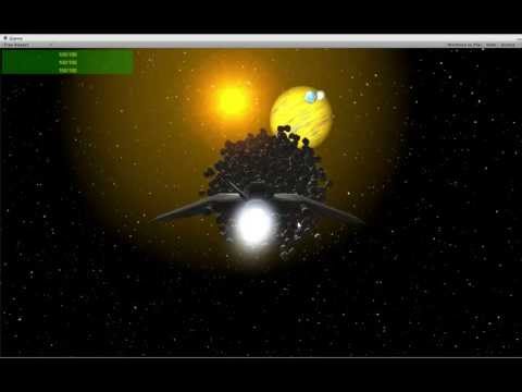 Unity Space ship, developing ! n°03 (earth, moon and asteroid field)