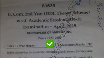 2019 Mdu BCom DDE 2nd Year Principles of Marketing Question Paper