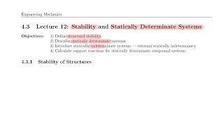 Engineering Mechanics 12A Stability And Statically Determinate Systems