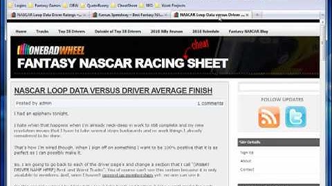 NASCAR Loop Data - Fantasy Racing Cheat Sheet video 1.mp4