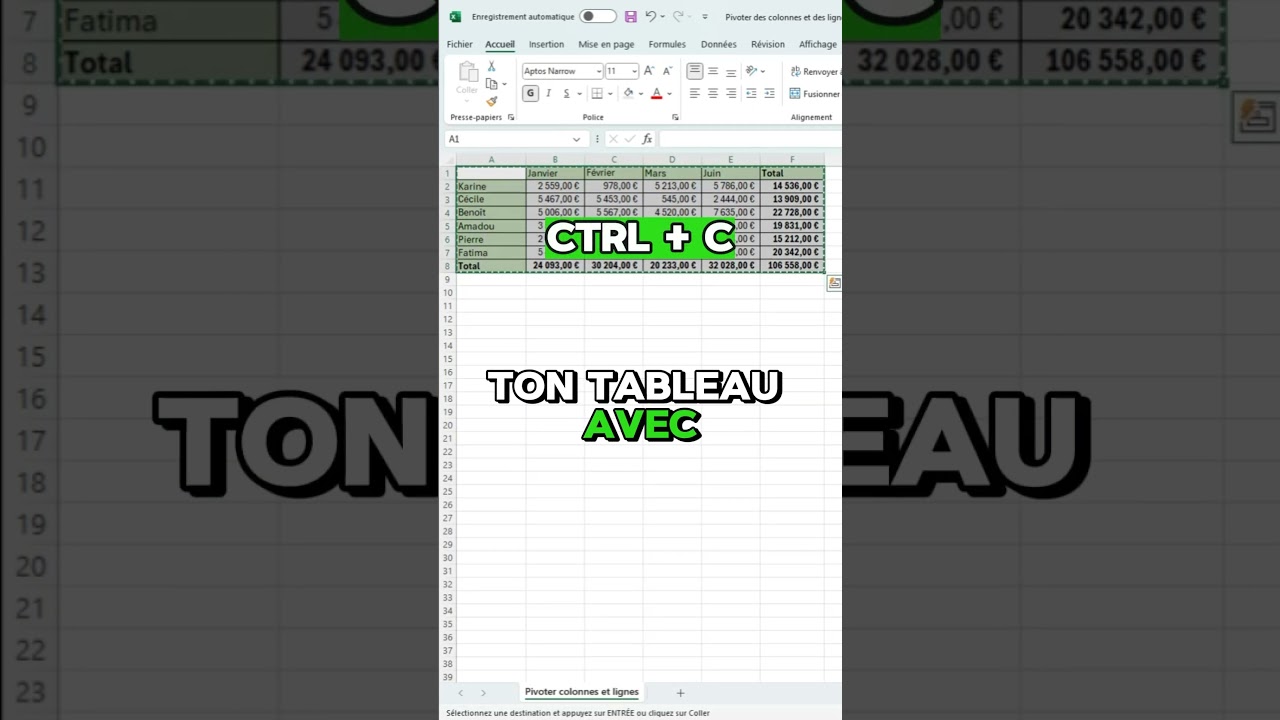 Pivoter des lignes et des colonnes avec la fonction TRANSPOSE ! 