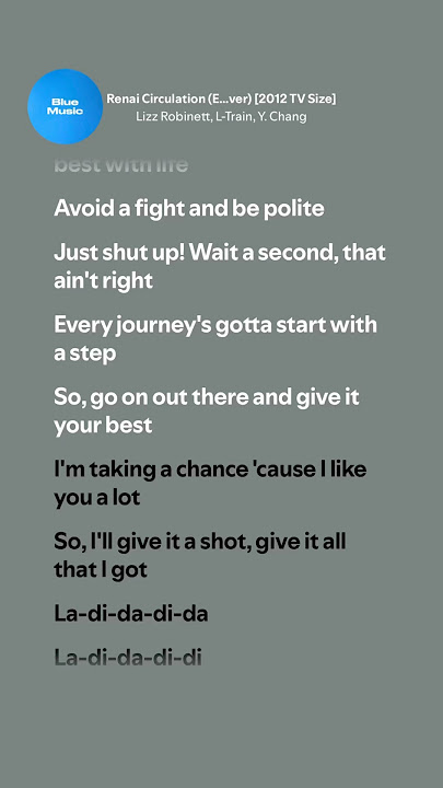Renai Circulation - Lizz Robinett, L-Train, Y. Chang (Lyrics)