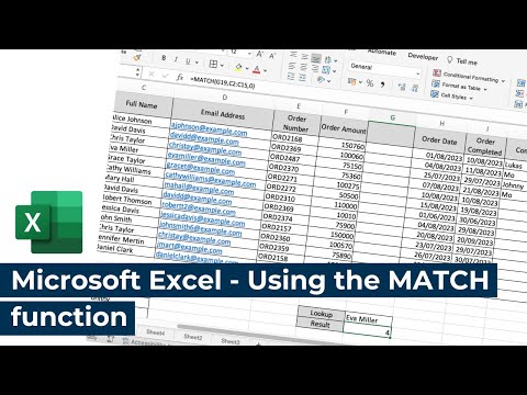 Microsoft Excel - Using the MATCH function