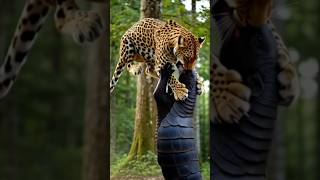 Leopard hunting pangolin
