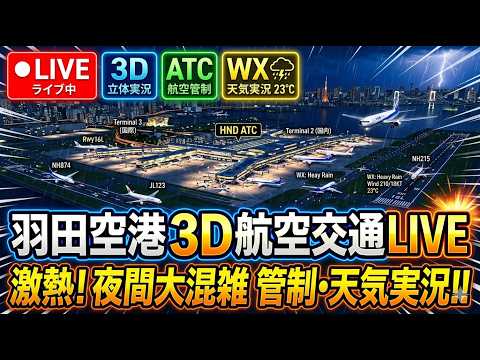 (ライブ3Dカメラ)東京羽田空港 LIVE 3D Tokyo Haneda Airport (RJTT/HND)ATC + WX(11/4/2026)