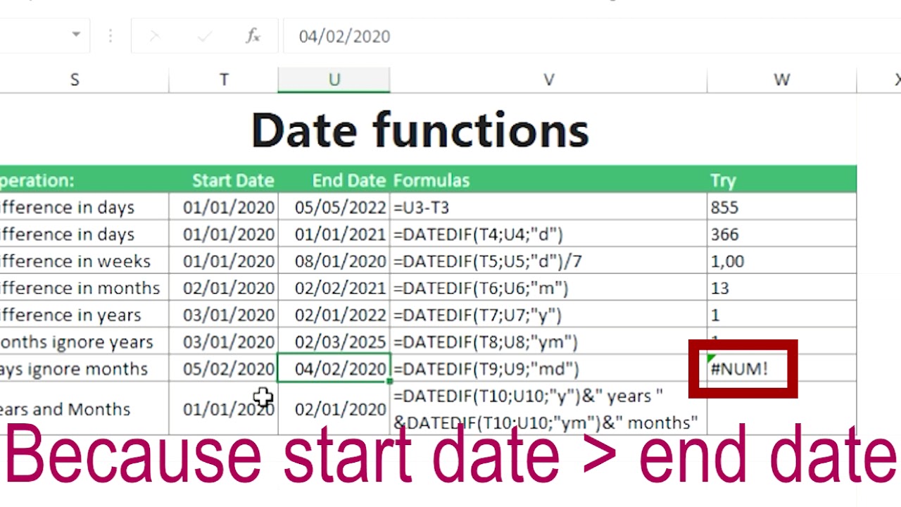 Excel Tutorial Date Calculation YouTube