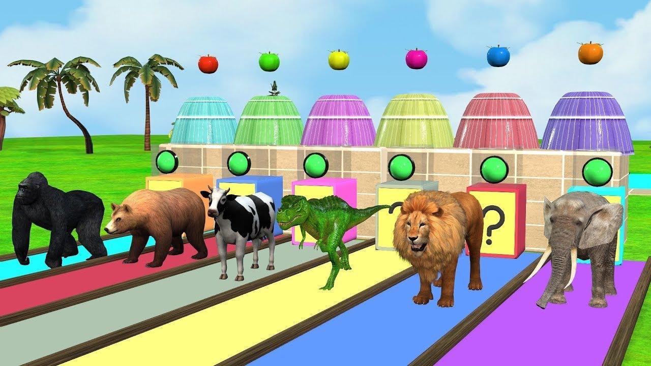 Animal Fountain Elephant lion tiger cow crossing water fountain game | Sarswa Cartoon live 233