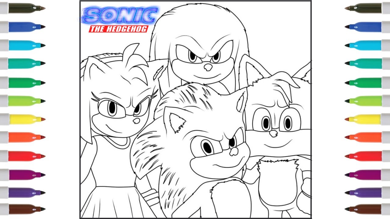 Sonic The Hedgehog Coloring Book Page Sonic Knuckles Tails Amy