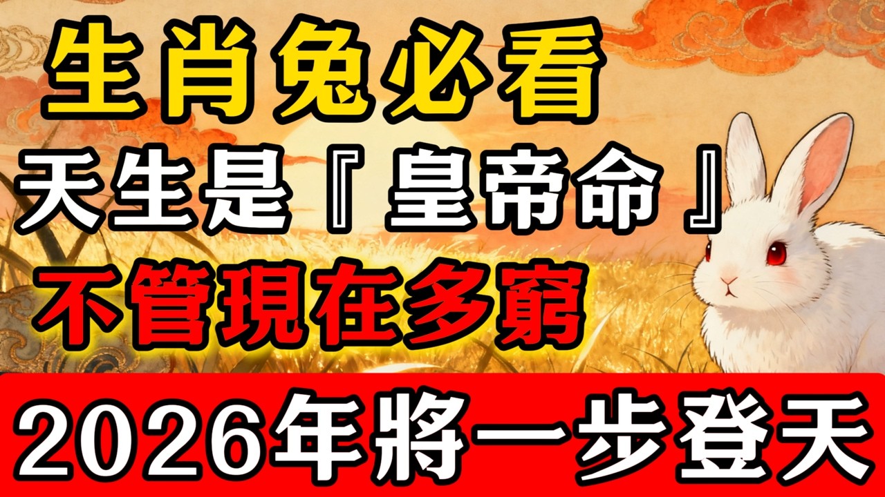 生肖兔：你天生就是『皇帝命』！不管現在多窮，2026年之後必將『一步登天』！#生肖心境#屬相運勢#生肖#家運#生肖運勢的那些事#先知#風水變化#提升運勢