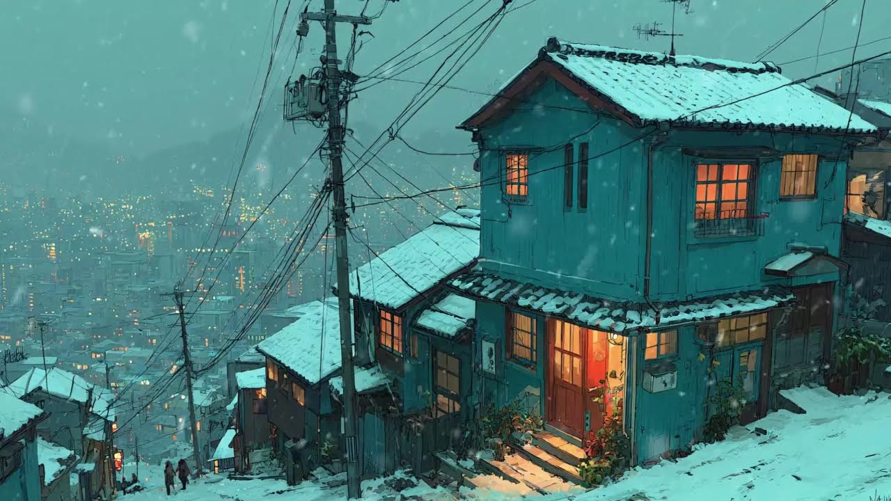 Snowy Neon Tokyo Lofi ❄️ Retro 90s Beats for Relaxation