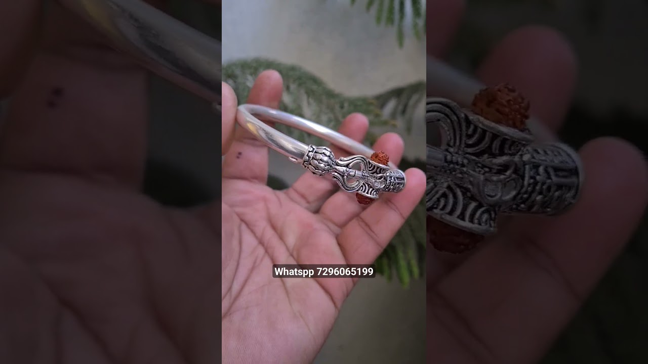 silver trishul kada for men