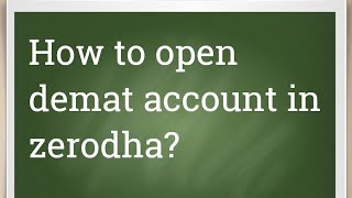 How to open demat account in zerodha | Tamil