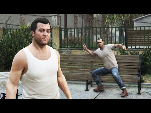 Trevor throws rocks at Michael - GTA V