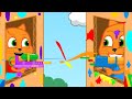 Cats Family in English - Rainbow Water Cartoon for Kids