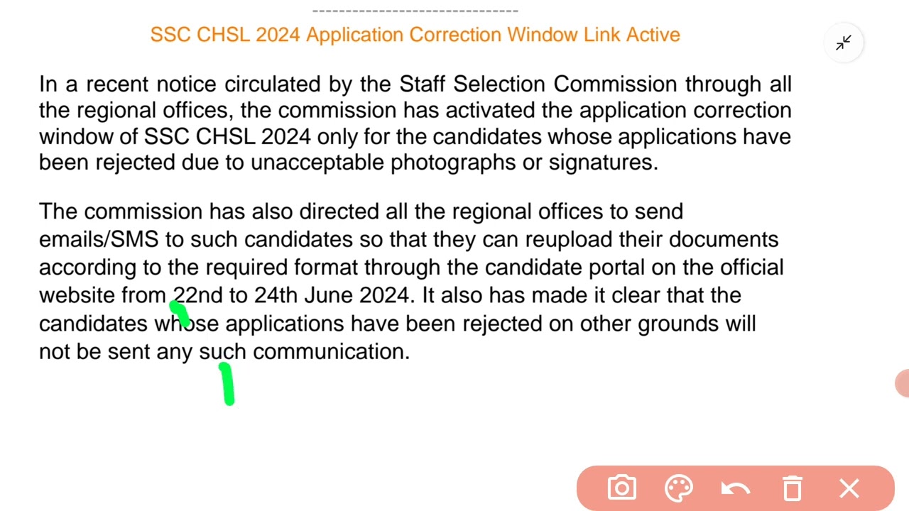 SSC CHSL 2024 Application Correction Window Open 22 June to 24 June 2024