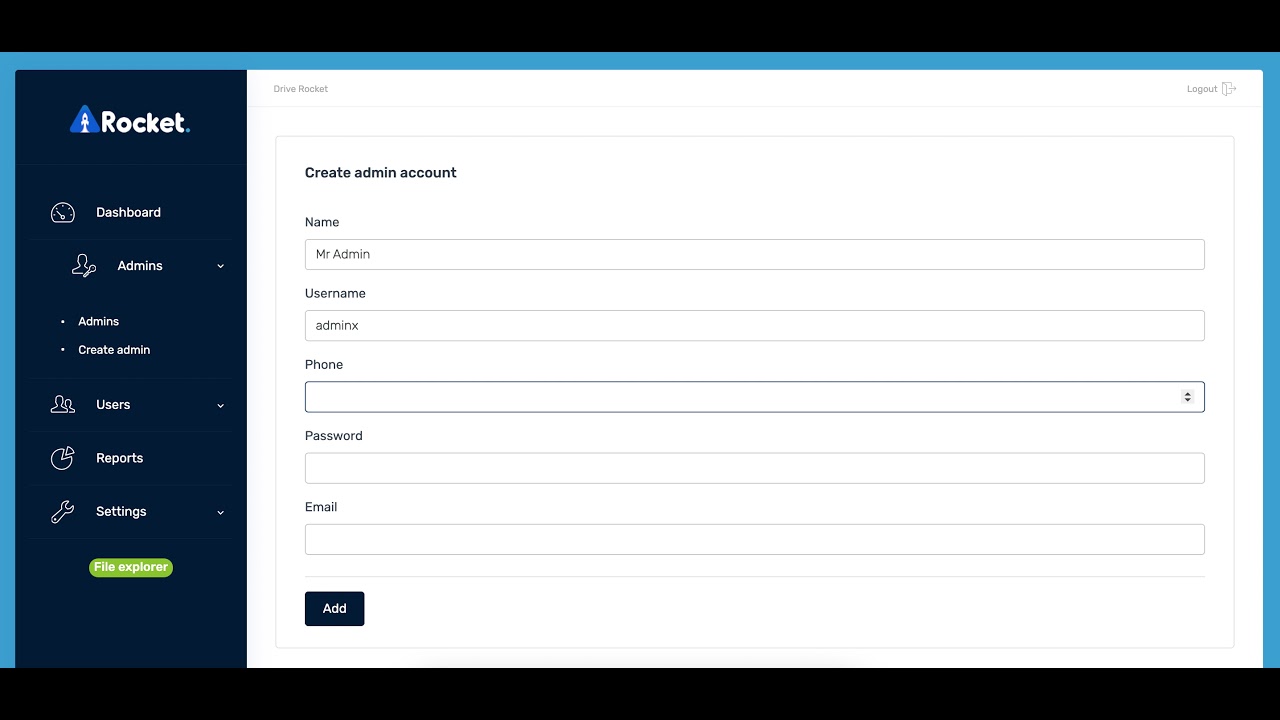 Create admin | Drive Rocket - YouTube