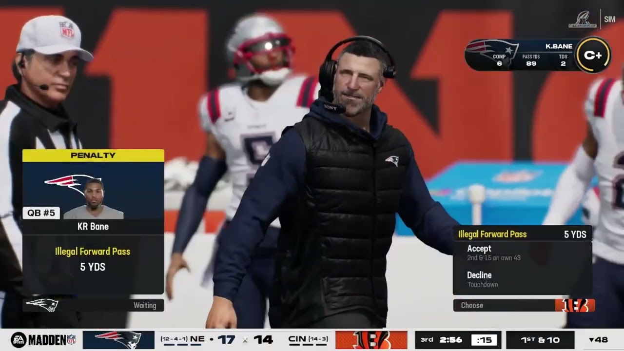 NFL MADDEN 26 PATRIOTS VS BENGALS PLAYFOFFS QB