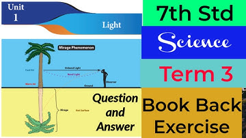 7th Std - Term 3 | Science - Unit 1 | Light - Book Back Exercise | Question and Answer