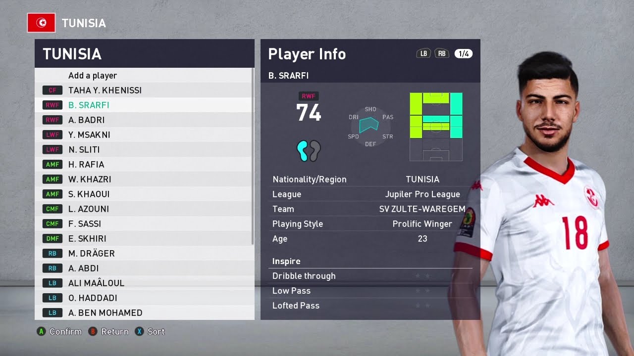 PES 2021 Smokepatch| Tunisia National Team Lineup|نسور قرطاج (Eagles of Carthage)