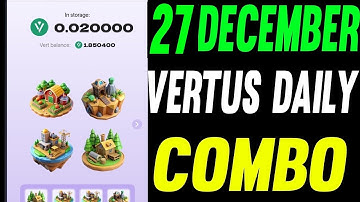 Vertus Combo Cards Today 27 December|| Vertus Daily Combo || Vertus Combo Card || Vertus Combo
