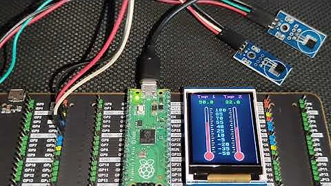 RP2040 Raspberry PI PICO - Dual DS18B20 Temperature Sensor Read and Show in Waveshare TFT Display