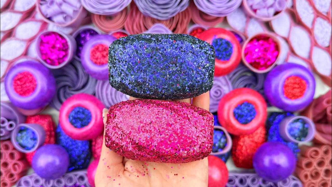 [ASMR] Aesthetic Glitter Soap Carving & Starch Foam Crushing | 100% Satisfying Relax (No Talking)