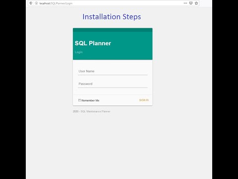 SQL Planner Installation Steps