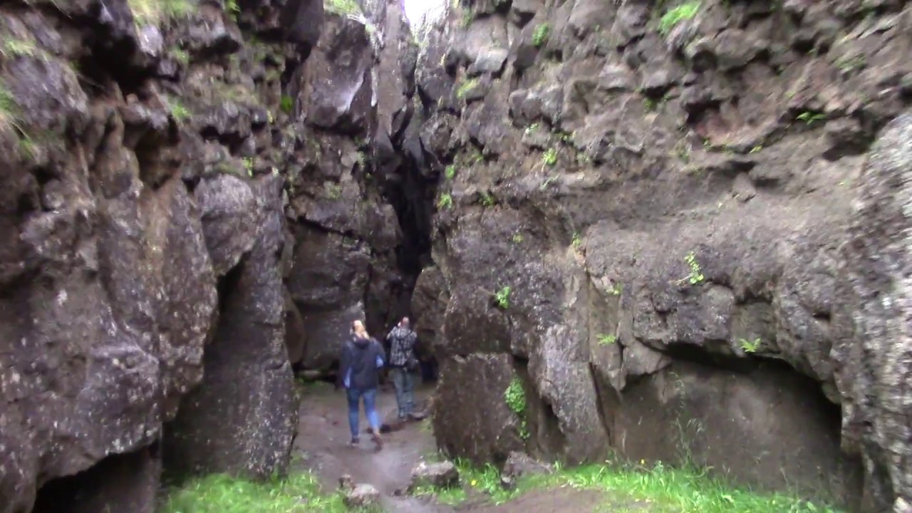 Between the continental plates Iceland