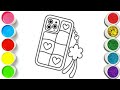 Cute Relaxing Cell Phone Drawing painting and Coloring for kids Let's Draw Together for kids 