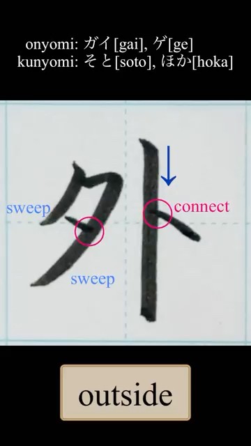 How to write Kanji「外」 - YouTube