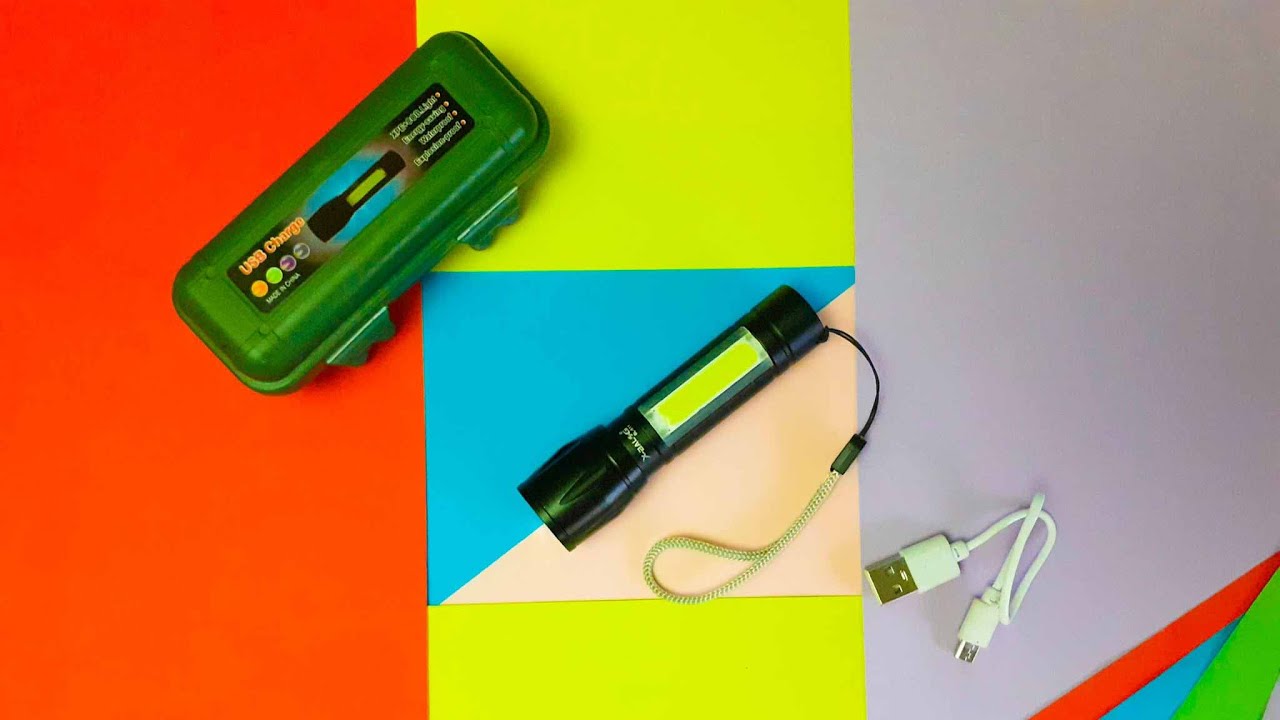 USB-Zoomable XPE +COB LED Flashlight Lamp Torch