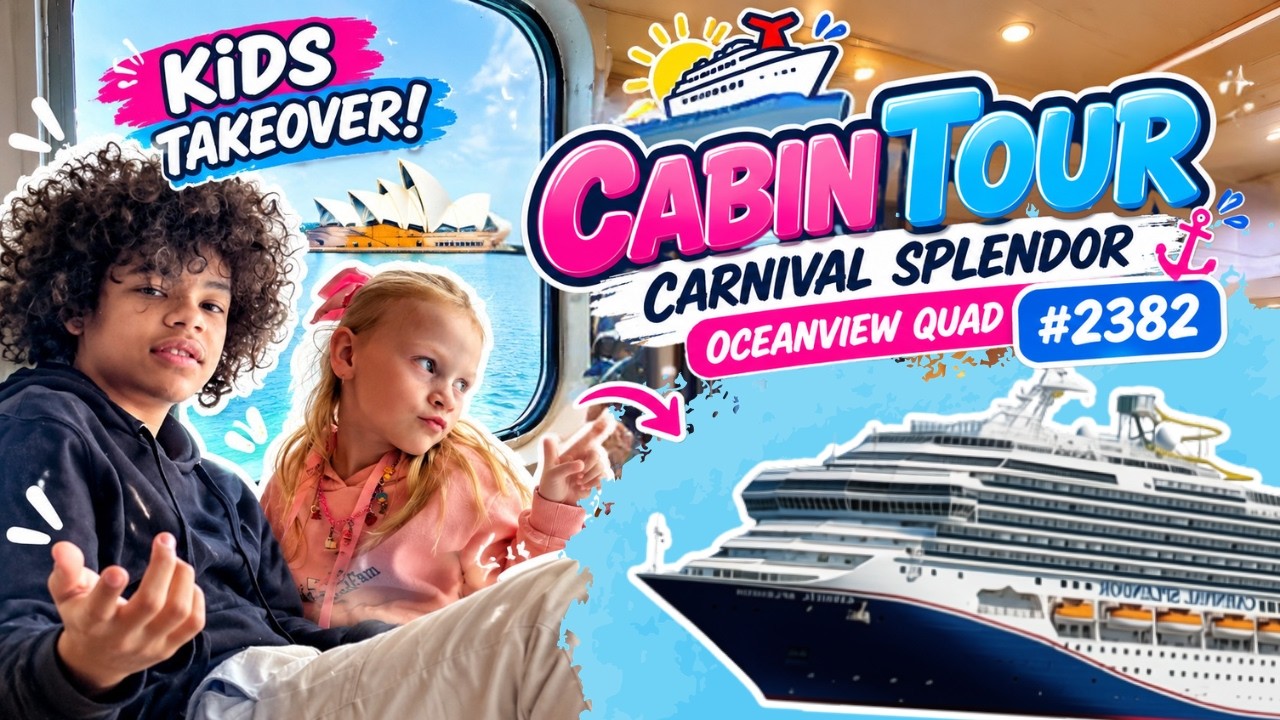 Carnival Splendor Oceanview Quad Cabin Tour #2382- THE KIDS TOOK OVER! 😂 