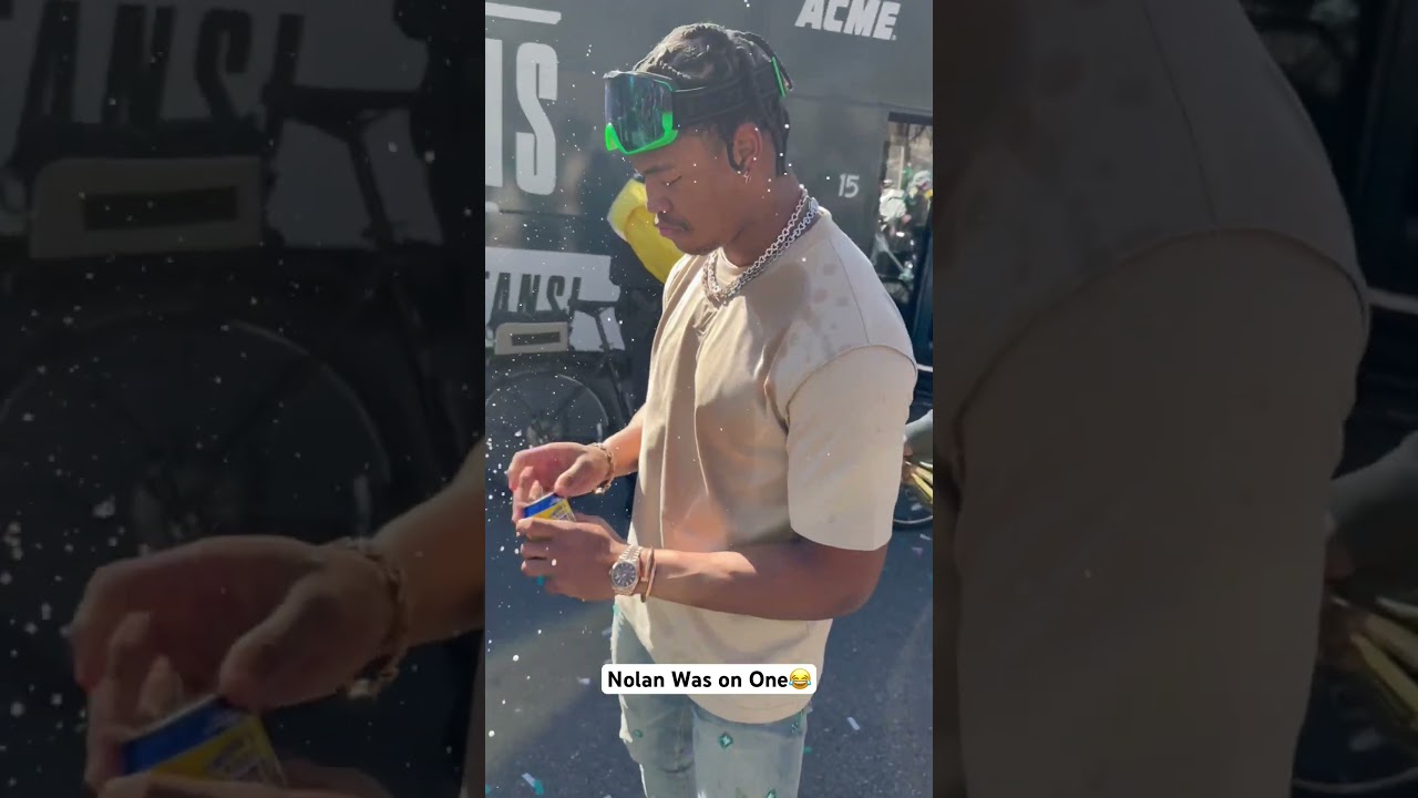 Nolan Smith Ripping Shotguns at the Super Bowl Parade 