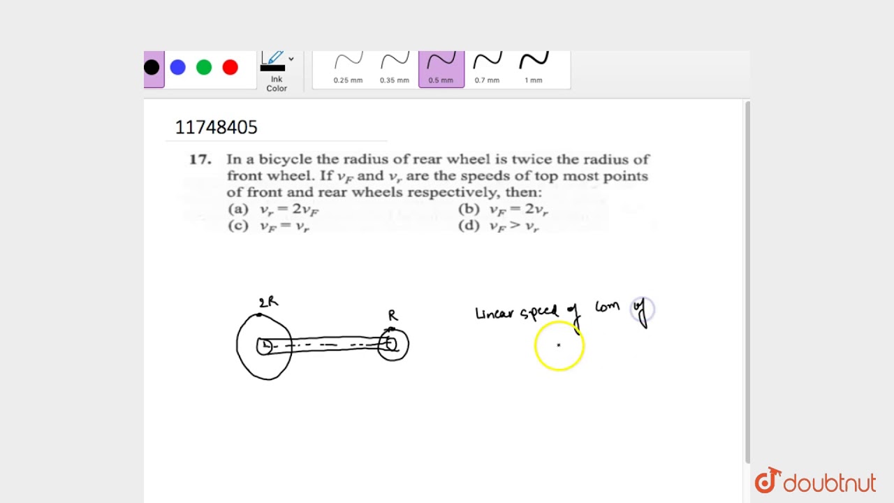 In a bicycle the radius of rear wheel is twice the radius of front