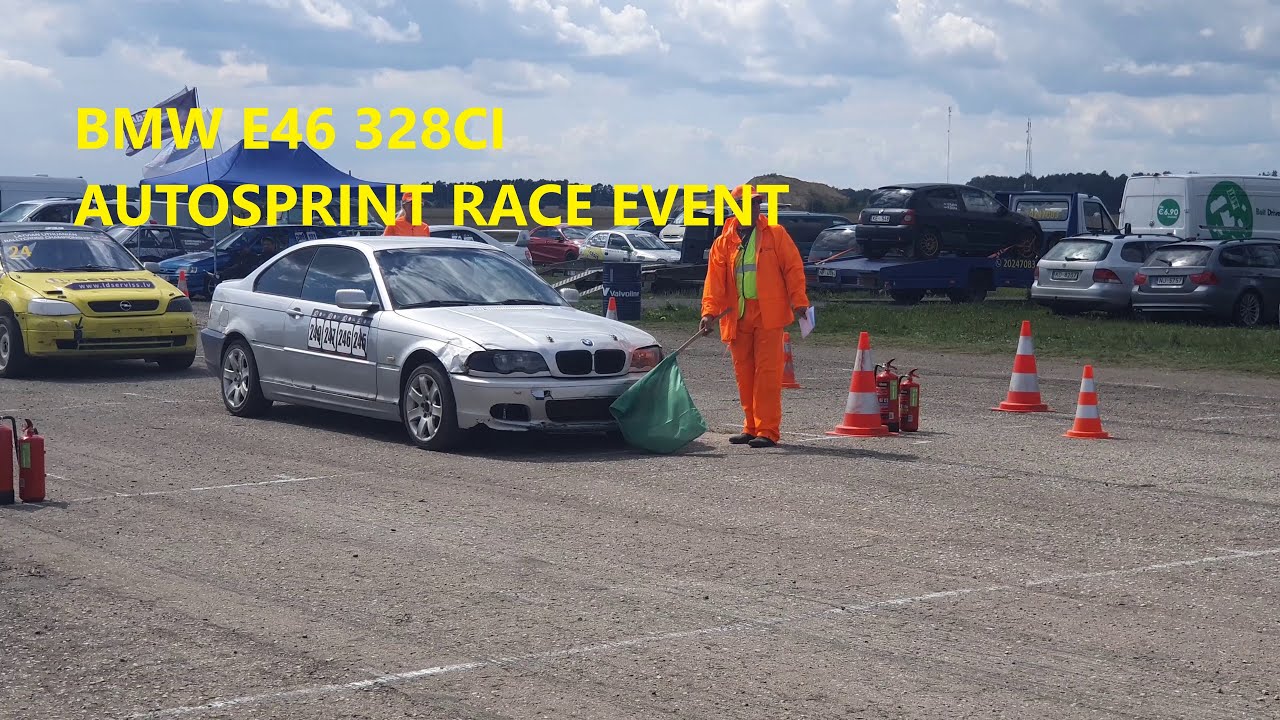 BMW E46 328CI Jekabpils Baroni track autosprint race event - onboard, drone, mishaps