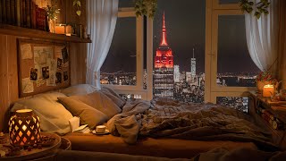 Cozy Apartment in New York 4K with Piano Jazz Music to Relax, Sleep, Work and Study