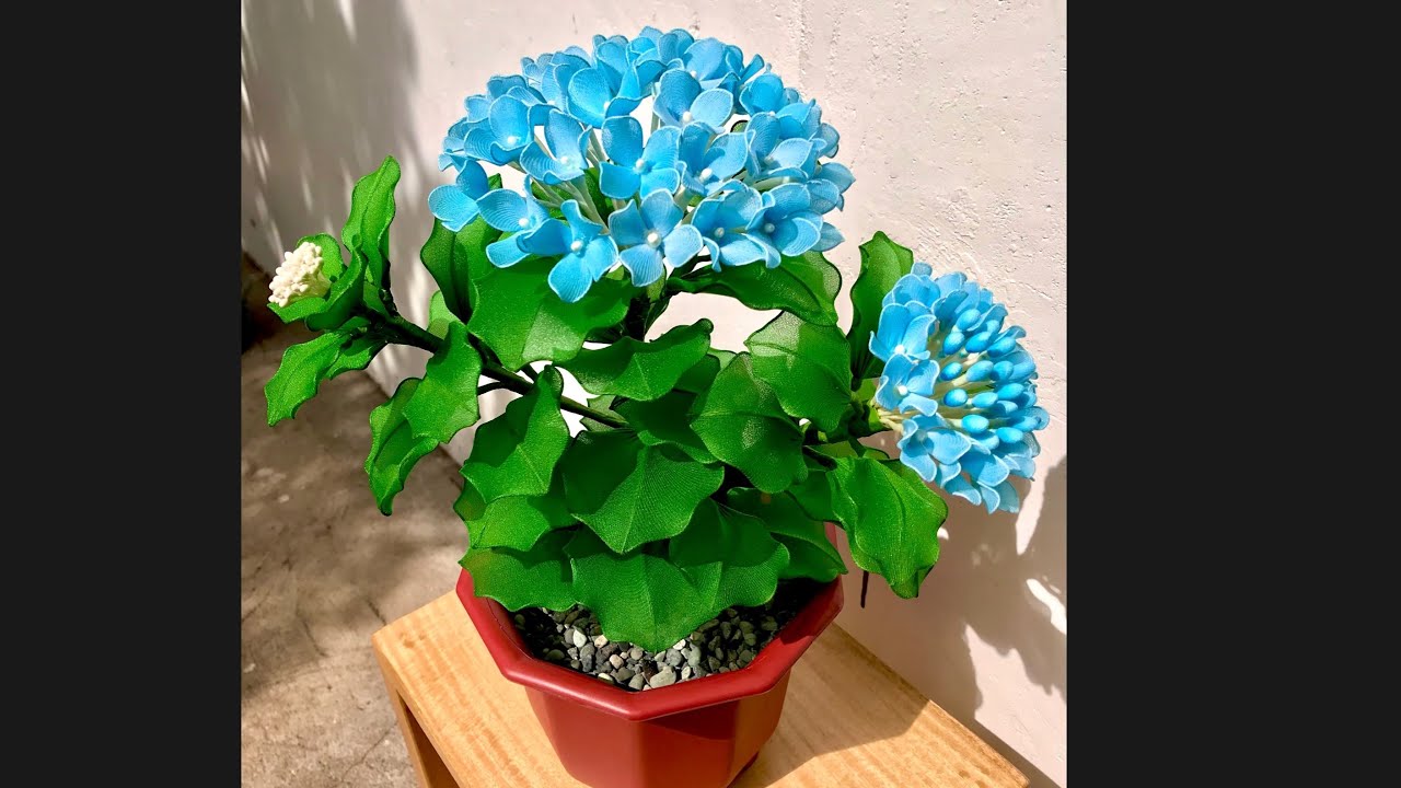 How To Make Nylon Stocking Flower Blue Hydrangea