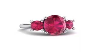 Oval and Round Three-Stone Trellis Ruby Ring (1.96 CTW)