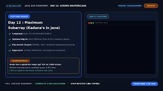 Day 12 : Maximum Subarray (Kadane's in Java) | Placement Masterclass