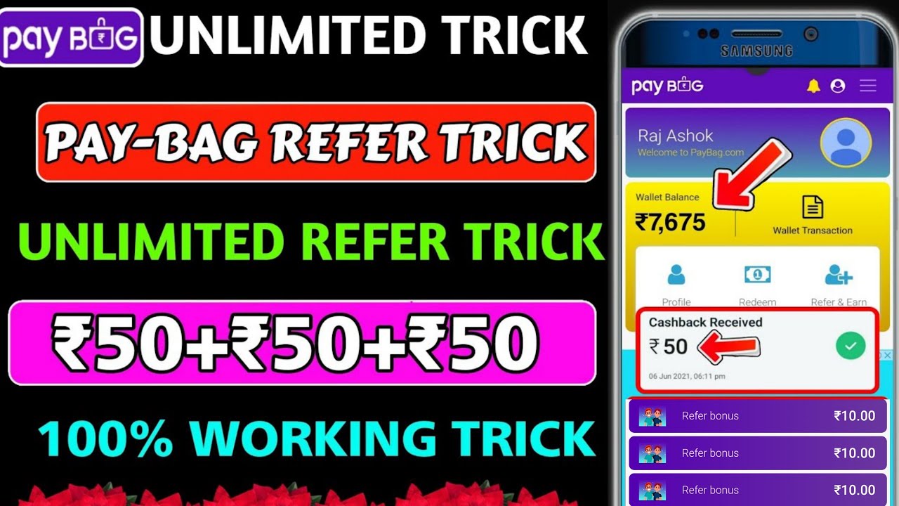 ₹10+₹10+10 /-Paybag unlimited refer trick | pay bag app payment proof | paybag website refer trick |