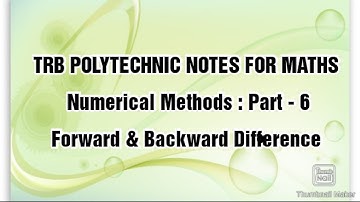 TRB POLYTECHNIC NOTES FOR MATHS : Numerical Methods : Part  -  6