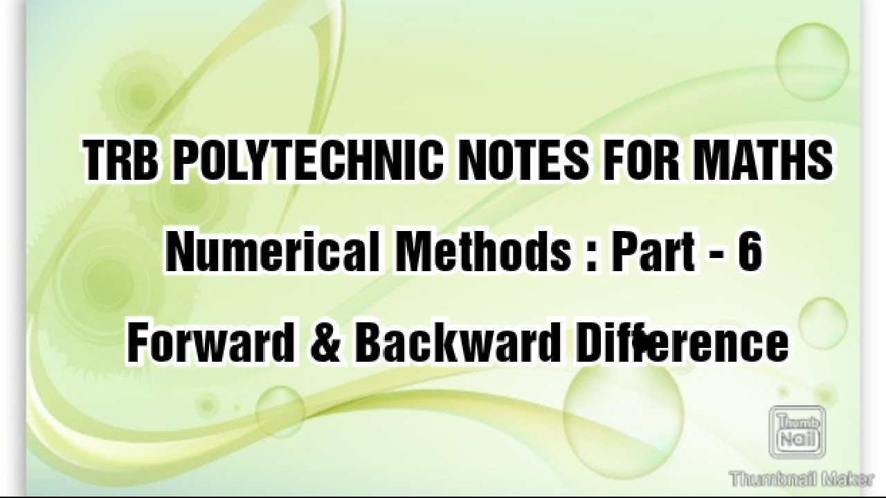 TRB POLYTECHNIC NOTES FOR MATHS : Numerical Methods : Part - 6 - YouTube